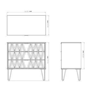 Diamond Ready assembled Matt white 3 Drawer Chest of drawers (H)695mm (W)765mm (D)415mm