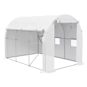 Outsunny Polytunnel Greenhouse with PE Cover, Galvanised Steel Frame, White