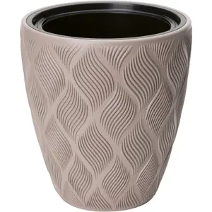 Round Tall Plant Pot Elegant Large Flower Indoor Outdoor Garden Planters Flow Taupe H 32cm x D 29cm