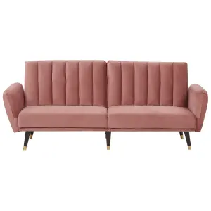 Beliani Glam Sofa Bed VIMMERBY Pink Velvet