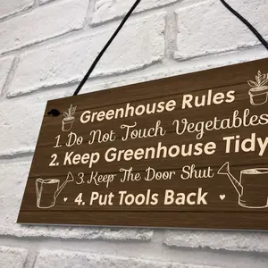 Greenhouse Rules Sign Hanging Garden Shed Sign Gift For Family Home Gift For Him Her