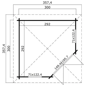 Lasita Anderby 1 Corner Summer House - 3m x 3m - Log Cabin Compact Cabin