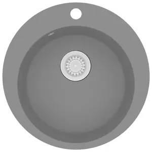 Berkfield Granite Kitchen Sink Single Basin Round Grey