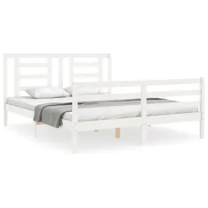 Berkfield Bed Frame with Headboard White 160x200 cm Solid Wood