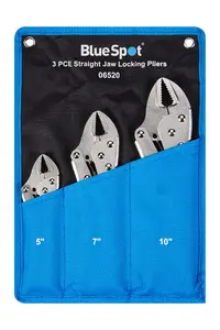 Blue Spot Tools - 3 PCE Straight Jaw Locking Pliers In Wallet (5", 7", 10")