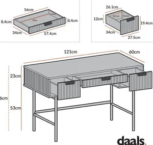 Richmond Ridged Dressing Table, Matte Taupe - Makeup Table - Dressing Table - Mirrored Dressing Table - Daals - Dressing Tables