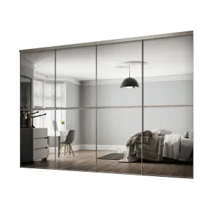 Minimalist Mirrored 4 door Sliding Wardrobe Door kit (H)2260mm (W)2400mm