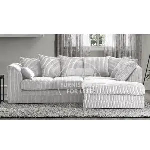 Luxor Jumbo Cord 4 Seater Corner sofa Silver Right Hand Facing