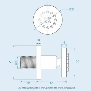 Flora 3 Dial 3 Way Round Set - Shower LED Head, Handset & Body Jets