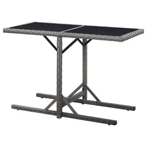 Berkfield Garden Table Anthracite 110x53x72 cm Glass and Poly Rattan