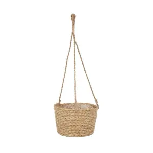 Smart Garden 20cm 8 Inch Weaver Woven Jute Hanging Pot Basket Planter Lined