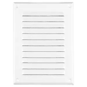 White Metal Air Vent Grille with Fly Screen Flat Ducting Ventilation Cover (165 x 240 mm)