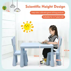 Costway Children Play Table with 2 Chairs Set for Eating Drawing Writing