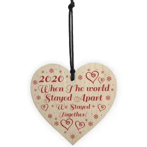 Lockdown Gift Hanging Wooden Heart Couple Gift Christmas Tree Decoration Keepsake