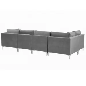 Corner Sofa with Ottoman EVJA Grey Velvet Right Hand