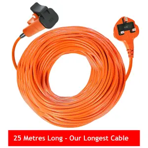 SPARES2GO Power Cable for Flymo Lawnmower Strimmer Hedge Trimmer Garden Vac Lead Plug 25m