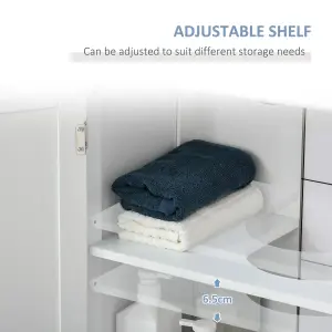 kleankin 60x60cm Under-Sink Storage Cabinet w/ Adjustable Shelf Drain Hole White