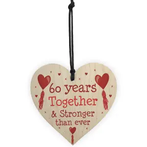 60th Anniversary Gift Wood Heart Perfect Gift For Husband And Wife Him Her Keepsake