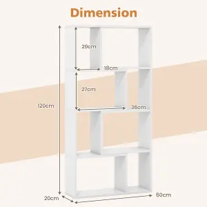 COSTWAY 5-Tier Geometric Bookshelf 120 CM Tall Bookcase Modern 8-Cube Display Shelving