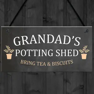 Grandads Potting Shed Sign Hanging Plaque Shed Garden Sign Grandad Gift For Him