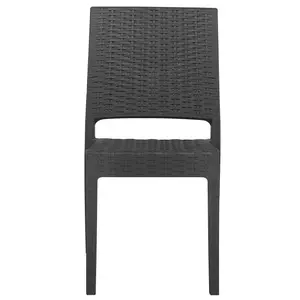 Set of 4 Garden Chairs FOSSANO Synthetic Material Graphite Grey