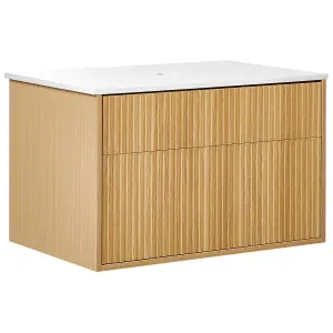 Bathroom Wall Mounted Cabinet 80 x 52 cm Light Wood BEXTI