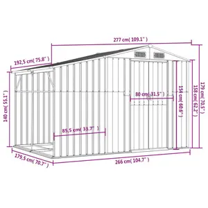 Breban Garden Shed 277 x 365.5 x 179 cm Galvanised Steel Green