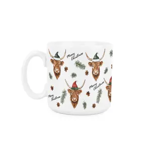 Christmas Highland Cow Mug - Novelty Xmas Farm Animal Gifts - Tea/Coffee Cup