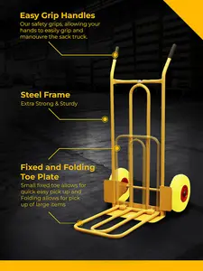 CGV380 Puncture Proof Heavy Duty Folding and Fixed Toe Sack Truck with Dual Safety Handles, 200kg Capacity