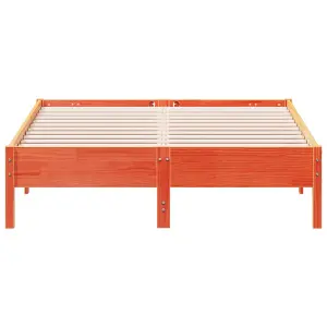 Berkfield Bed Frame without Mattress Wax Brown 135x190 cm Double Solid Wood Pine