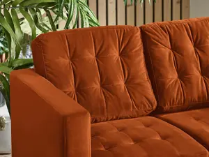 Furniturebox Jenna 2 Seater Burnt Orange Velvet Sofa With Solid Wood Frame