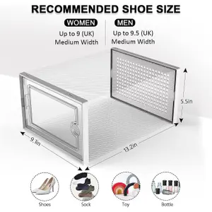 12 X Shoe Storage Boxes - Clear Transparent Shoe Organizer - For Effortless Stacking - With Rear Ventilation Holes - Easy Assembly