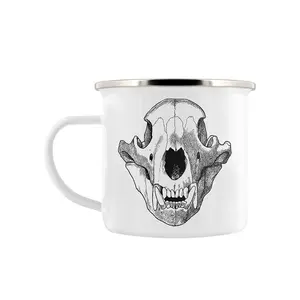 Grindstore Ursa Skull Enamel Mug White (One Size)