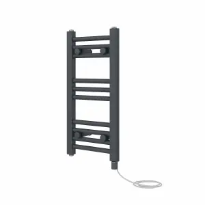 Rinse Bathrooms 200W Electric Heated Warming Towel Rail Bathroom Radiator Anthracite - 600x300mm