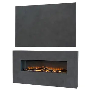 Acantha Bloc Pre-Built Fully Inset Media Wall Suite & TV Board in Slate Effect