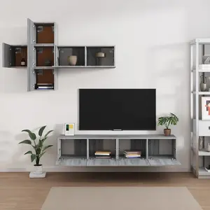 Berkfield 7 Piece TV Cabinet Set Grey Sonoma Engineered Wood