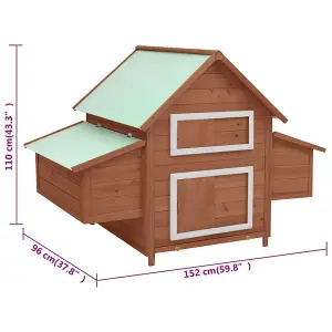 Chicken Coop Mocha and White 152x96x110 cm Solid Firwood