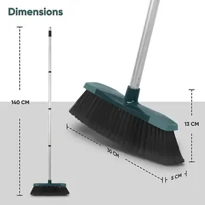 12 inch Broom Soft Bristle Cleaning Sweeping Brush Floor Scrubber Indoor Kitchen