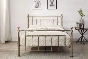 Harpenden Brushed Gold Metal Bed Frame Double 4ft6