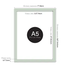 A5 Mint Green Picture Frame Fits A5 (14.8 x 21cm - 5.8 x 8.3in) Poster, Photo, Artwork, or Print.