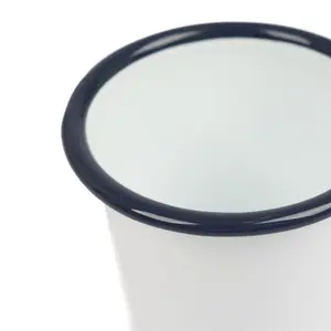 Argon Tableware White Enamel Tumblers - 300ml - Blue - Pack of 2