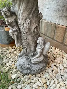 Fairy Bird Bath Stone Statue Outdoor Garden Ornament British Made Feeder