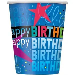 Unique Party Cosmic Birthday Party Cup (Pack of 8) Blue (One Size)