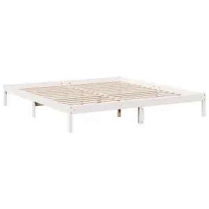 Berkfield Extra Long Bed Frame without Mattress White 200x210 cm Solid Wood Pine