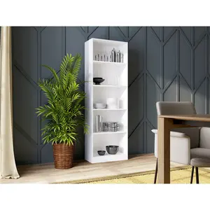 Albee Bookcase White / (5 Shelves) 182cm H x 60cm W x 32cm D