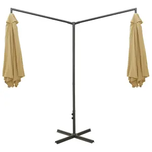 Berkfield Double Parasol with Steel Pole Taupe 600 cm