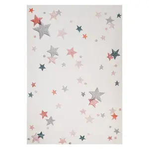 Cotton Kids Rug Stars Pattern 140 x 200 cm White ALPOUD