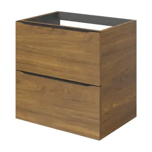 GoodHome Imandra Standard Walnut effect Wall-mounted Bathroom Cabinet (H) 600mm (W) 600mm