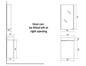 Bathroom Cabinet Set 400mm Vanity Unit Basin Wall Mirror White Gloss Small Avir