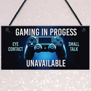 Red Ocean Funny Gaming In Progress Boys Bedroom Sign - Gamer Gift Gaming Sign For Boys Bedroom - Birthday Christmas Gift